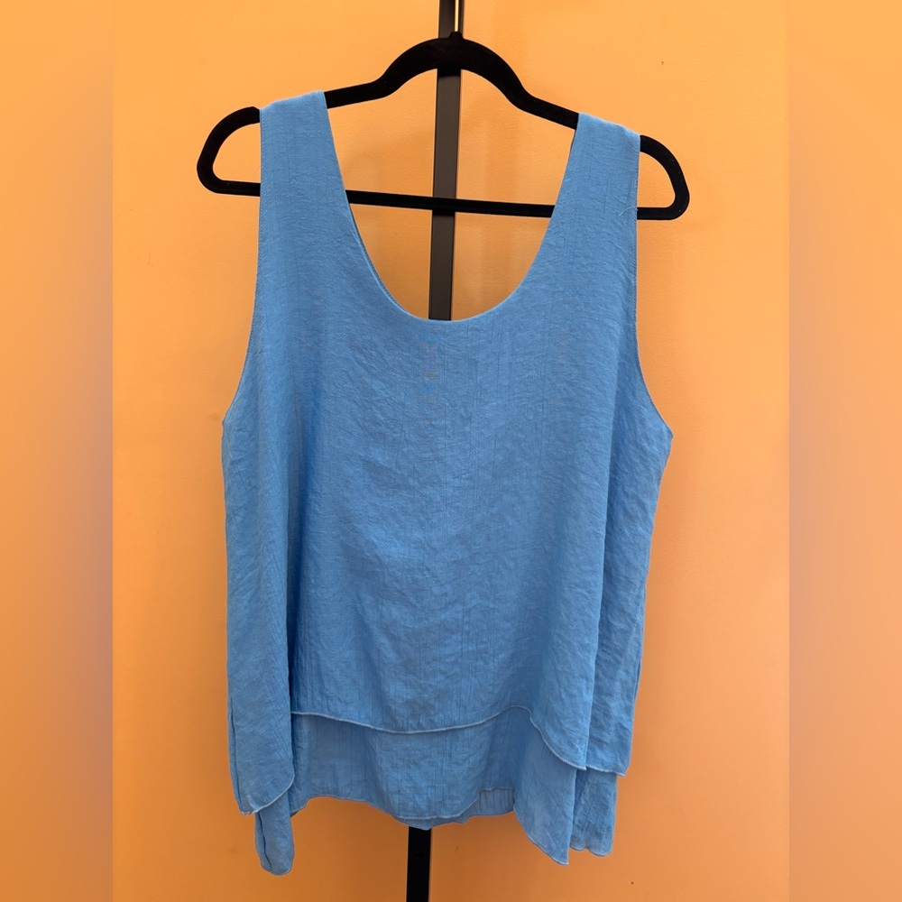 Blue Sleeveless Layered Women's Sleeveless Tank Top Size 0XL Lightweight